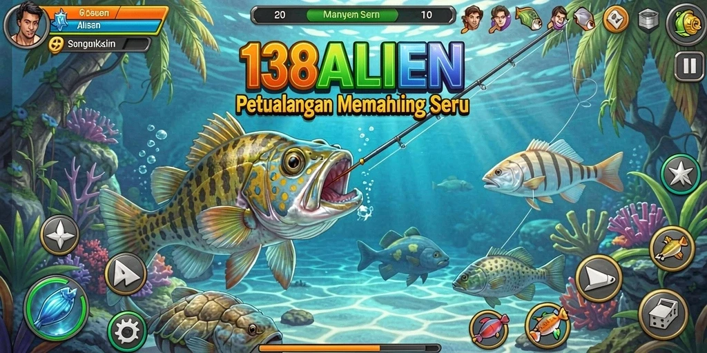Tampilan gameplay menarik dalam 138ALIEN dengan momen menangkap ikan.