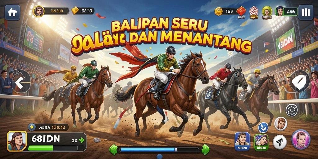 Screenshot utama menampilkan balapan seru dengan mobil cepat.