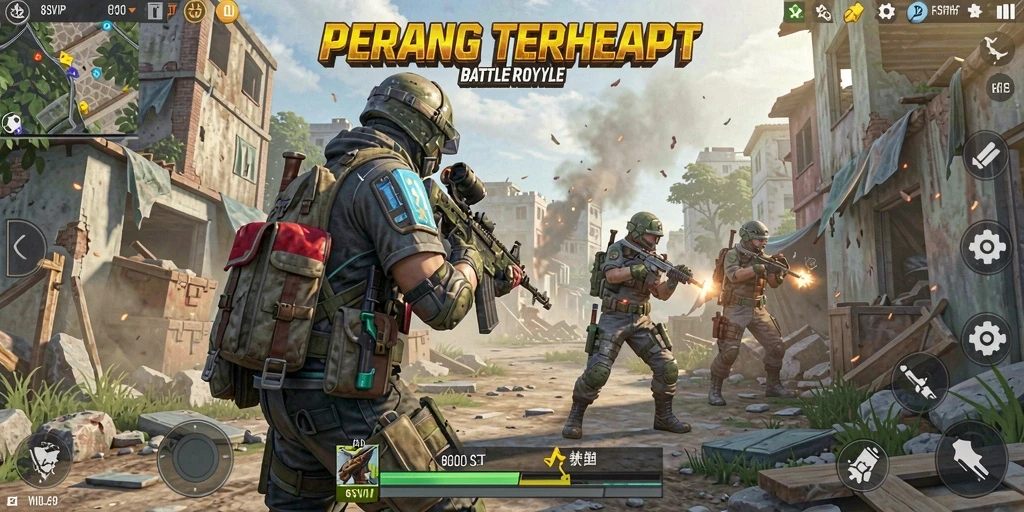 Screenshot menampilkan intense gameplay Battle Royale di 8SVIP.
