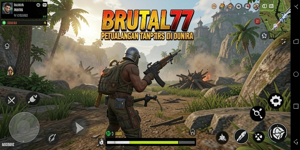 Screenshot gameplay BRUTAL77 menampilkan petualangan seru di dunia terbuka.