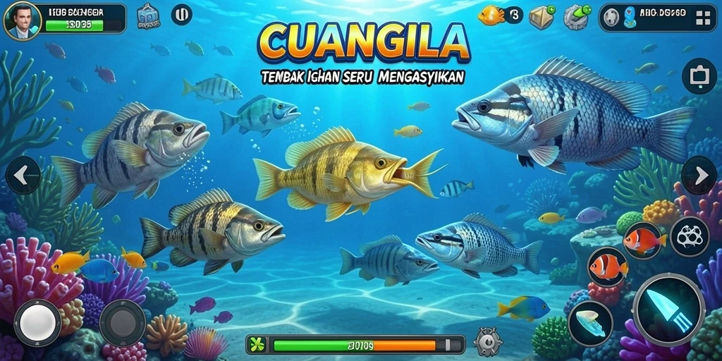 Tampilan gameplay CUANGILA yang seru dan menantang di dunia bawah laut.