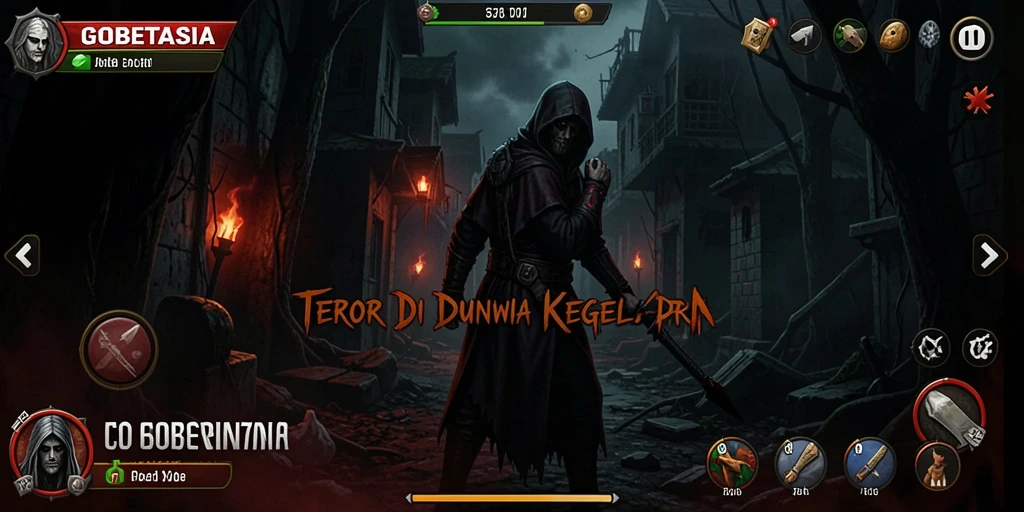 Screenshot GOBETASIA yang menunjukkan suasana menyeramkan dalam gameplay.