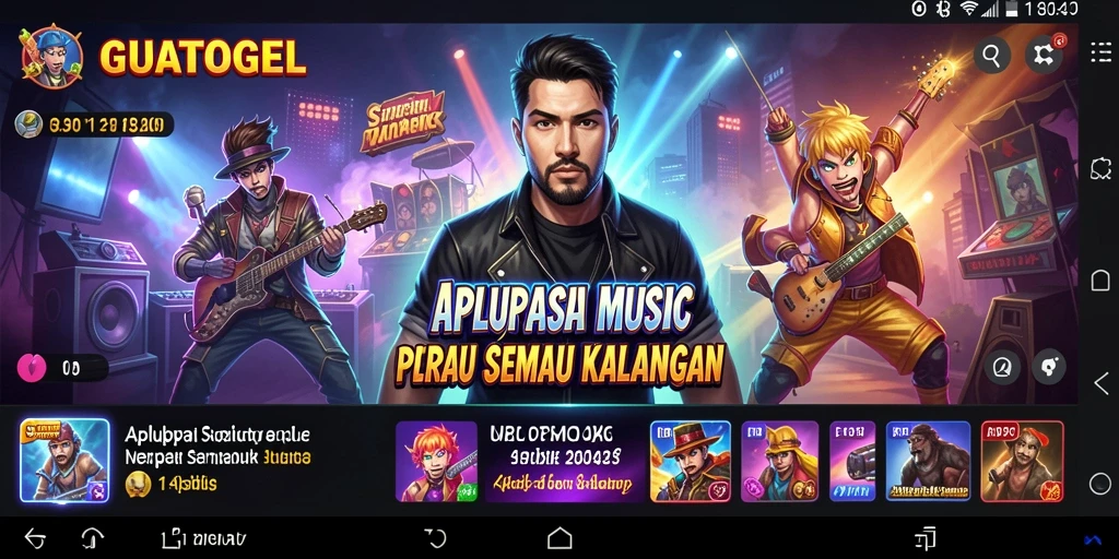 Tampilan gameplay GUATOGEL dengan musik yang menarik.