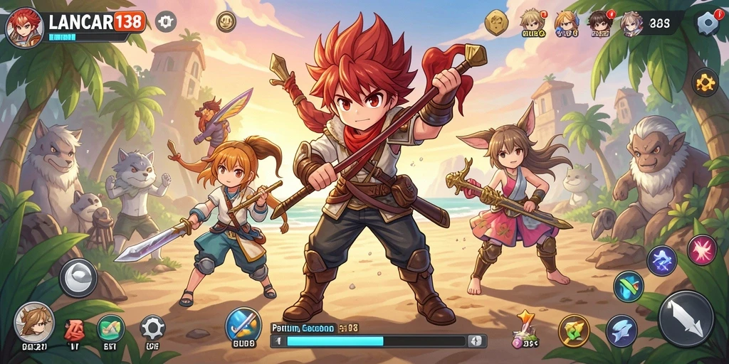 Screenshot gameplay LANCAR138 yang menampilkan karakter anime yang seru.