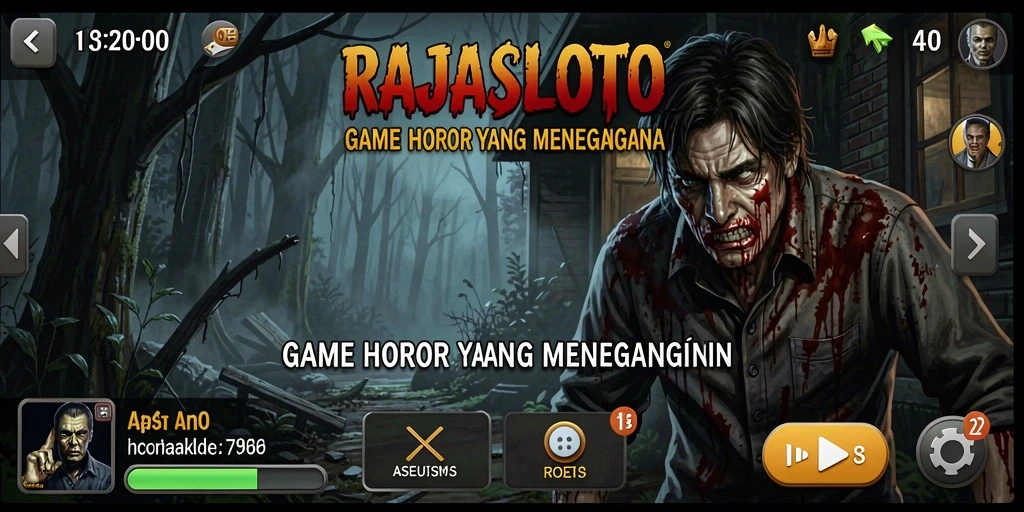 Tampilan gameplay menyeramkan di RAJASLOTO dengan efek suara yang mencekam.