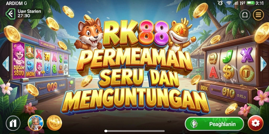 Screenshot gameplay RK88 yang penuh warna dan menarik.