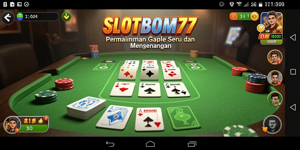 Tampilan gameplay menarik dalam SLOTBOM77 dengan kartu Gaple.