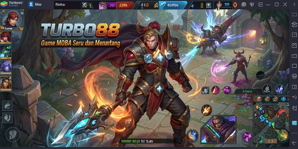 Tampilan menarik dari gameplay MOBA TURBO88 yang seru.