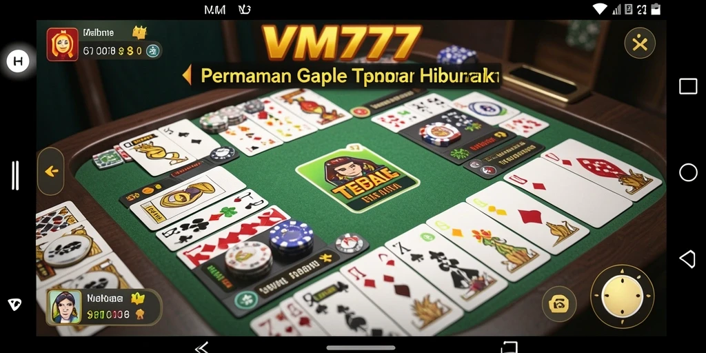 Tampilan gameplay seru dari VM777 dengan kartu Gaple yang menarik.