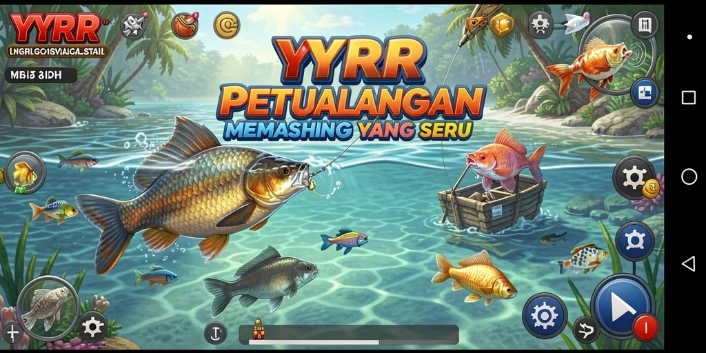 Tampilan gameplay memancing di YYRR yang menakjubkan.